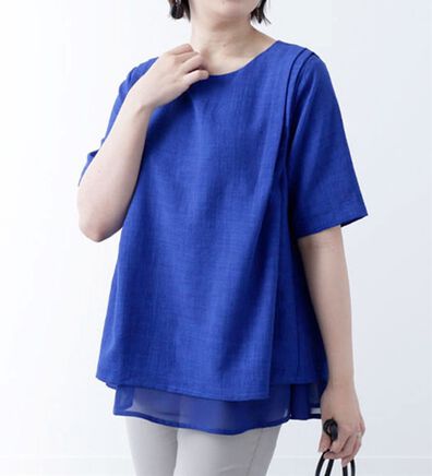 BELLUNA（ベルーナ）の「麻調素材シフォン重ねデザインブラウス（ブラウス）」