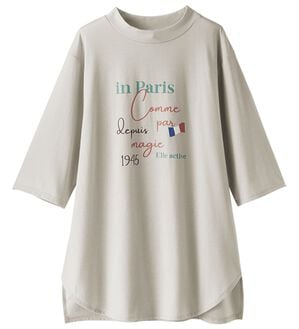 BELLUNA（ベルーナ）の「＜ＥＬＬＥ　Ａｃｔｉｖｅ＞多機能ロゴプリントチュニック（チュニック）」｜ライトグレー