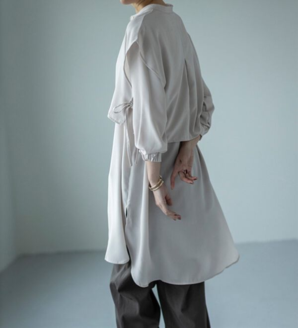 BELLUNA（ベルーナ）の「麻調素材レイヤード風ロングシャツ（シャツワンピース）」｜詳細画像