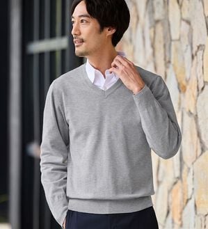 REMEN'S（リメンズ）の「【洗える】やわらかタッチＶネックセーター（メンズニット・セーター）」｜詳細画像