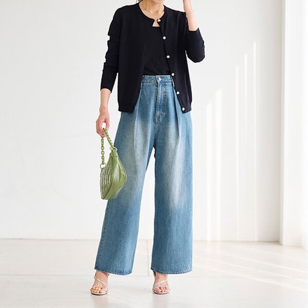 RANAN（ラナン）の「タック使いワイドデニムパンツ（ワイドパンツ・ガウチョ）」｜詳細画像