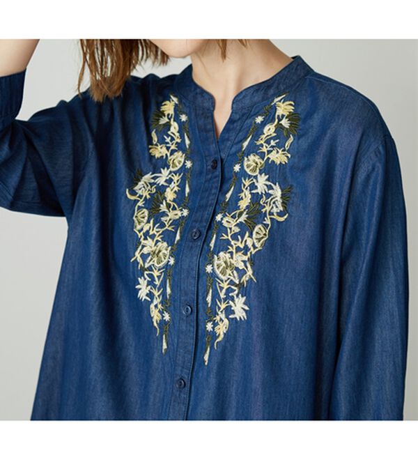 BELLUNA（ベルーナ）の「デニム素材華やか刺しゅうワンピース（その他ワンピース）」｜詳細画像