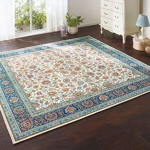 「高級柄プリントはっ水カーペット（カーペット）」｜更紗アイボリー