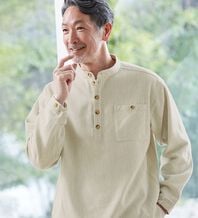 「ざっくり木綿のふんわり起毛シャツ（メンズシャツ）」