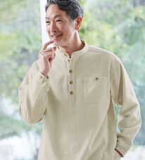 「ざっくり木綿のふんわり起毛シャツ（メンズシャツ）」