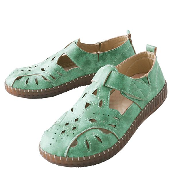 BELLUNA（ベルーナ）の「ステッチ使いゆったりカットワークサンダル（サンダル・ミュール）」｜詳細画像