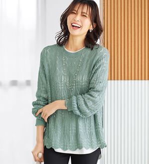 BELLUNA（ベルーナ）の「インナー付透かし編みニットアンサンブル（アンサンブル）」｜詳細画像