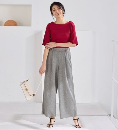 Viola e Viola（ヴィオラ エ ヴィオラ）の「ひんやり！なめらかダンボールワイドパンツ（ワイドパンツ・ガウチョ）」