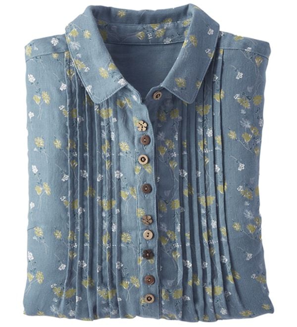 BELLUNA（ベルーナ）の「綿１００％ダブルガーゼブラウス（ブラウス）」｜とび花(セージ)