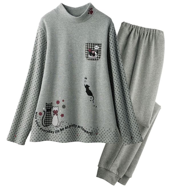 ルフラン（ルフラン）の「【２着組】ほっこりネコプリントホームスーツ（パジャマ・ルームウェア）」｜詳細画像