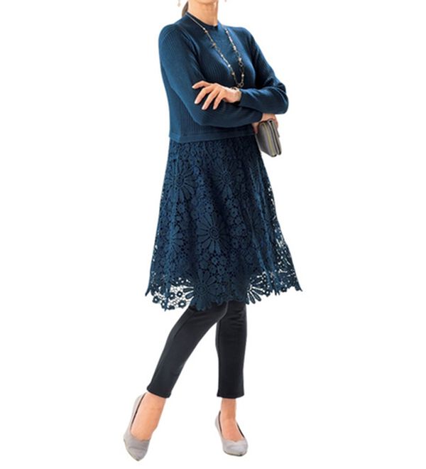 ルフラン（ルフラン）の「花レース切替ニットチュニック（チュニック）」｜詳細画像