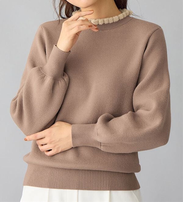 alotta（アロッタ）の「毛布のように温かい　裏シャギーパフ袖ニット（ニット・セーター）」｜詳細画像