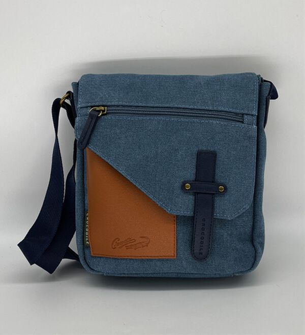 「＜クロコダイル＞洗い加工帆布スマートショルダー（メンズショルダーバッグ）」｜詳細画像