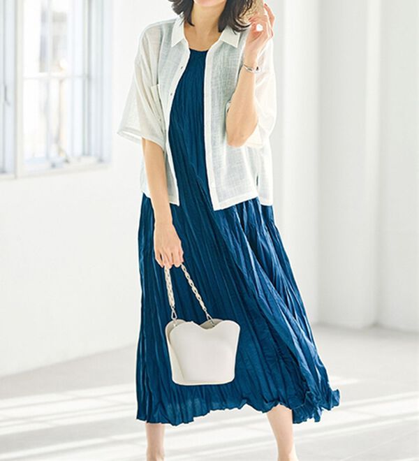 BELLUNA（ベルーナ）の「ノースリの上に着るメッシュショートシャツ（シャツ）」｜詳細画像