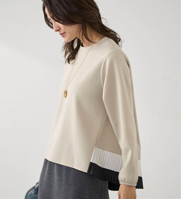 BELLUNA（ベルーナ）の「裾配色プリーツデザインプルオーバー（カットソー）」｜詳細画像