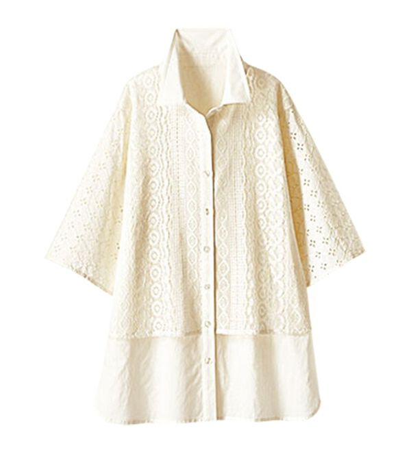 BELLUNA（ベルーナ）の「レース切替デザインシャツジャケット（シャツ）」｜詳細画像