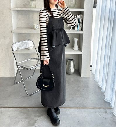 GeeRA（ジーラ）の「楽ちん！デニムペプラムキャミワンピース（その他ワンピース）」