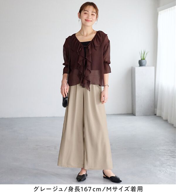 Viola e Viola（ヴィオラ エ ヴィオラ）の「楽ちんきれい美脚ワイドパンツ（ワイドパンツ・ガウチョ）」｜詳細画像