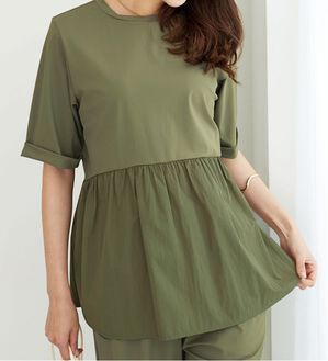 BELLUNA（ベルーナ）の「ヒンヤリ爽快！異素材切替プルオーバー（カットソー）」｜詳細画像