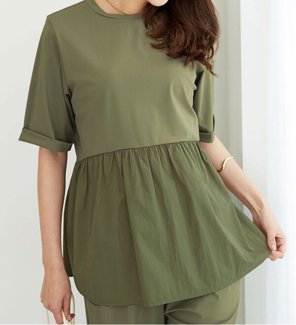 BELLUNA（ベルーナ）の「ヒンヤリ爽快！異素材切替プルオーバー（カットソー）」｜詳細画像