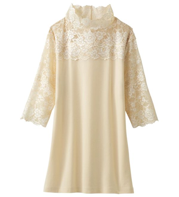 「【４色組】上品レースの汗取り付ハイネックインナー（肌着・インナーウェア）」｜詳細画像