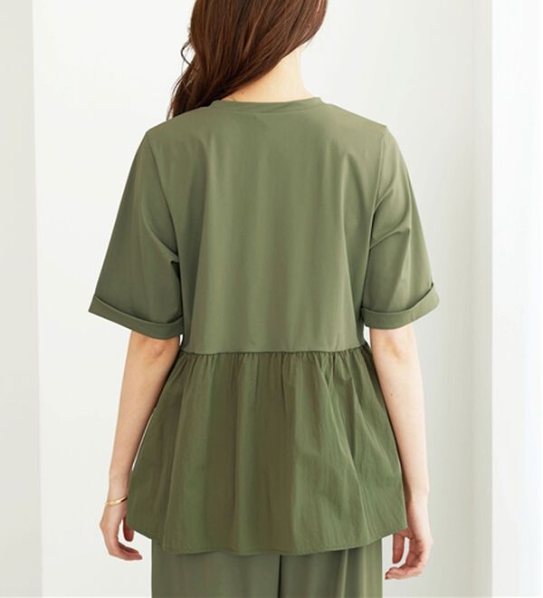 BELLUNA（ベルーナ）の「ヒンヤリ爽快！異素材切替プルオーバー（カットソー）」｜詳細画像