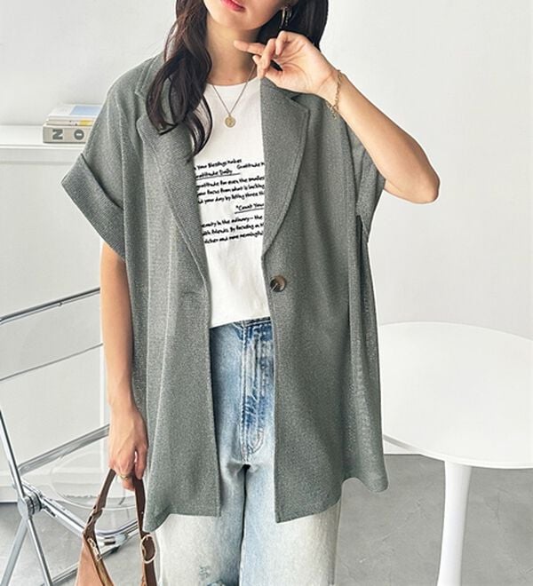 GeeRA（ジーラ）の「メッシュフレンチスリーブテーラードジャケット（テーラードジャケット）」｜詳細画像