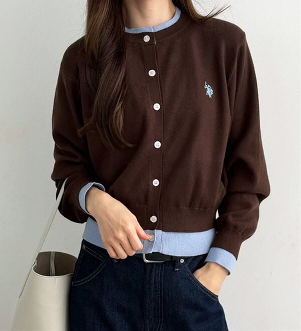GeeRA（ジーラ）の「【U.S. POLO ASSN.】レイヤード風バイカラーカーデ（ニットカーディガン）」｜詳細画像
