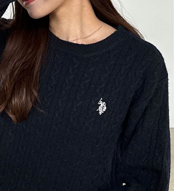 RANAN（ラナン）の「＜U.S.POLO ASSN.ユーエスポロアッスン＞ ワンポイントケーブルニット（ニット・セーター）」｜詳細画像