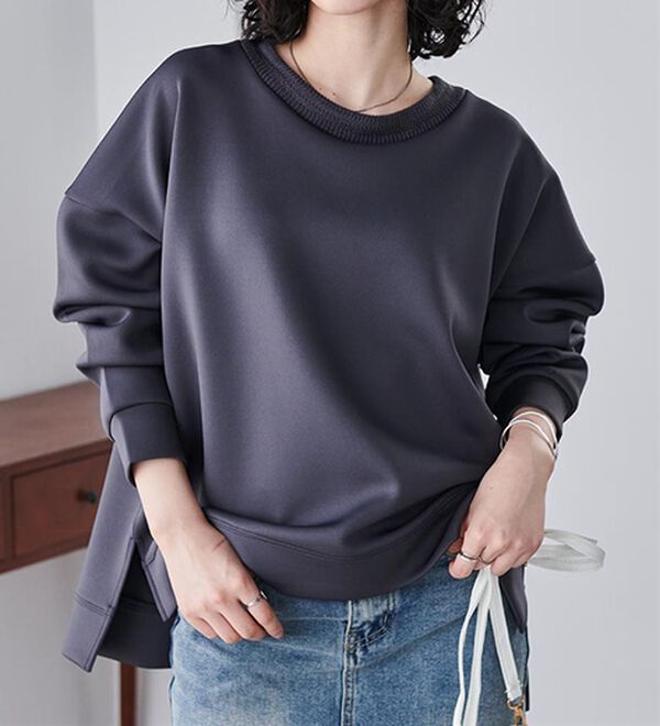 RANAN（ラナン）の「＜ＨＳ＞編立衿ポイントきれいめスウェット（カットソー）」｜詳細画像