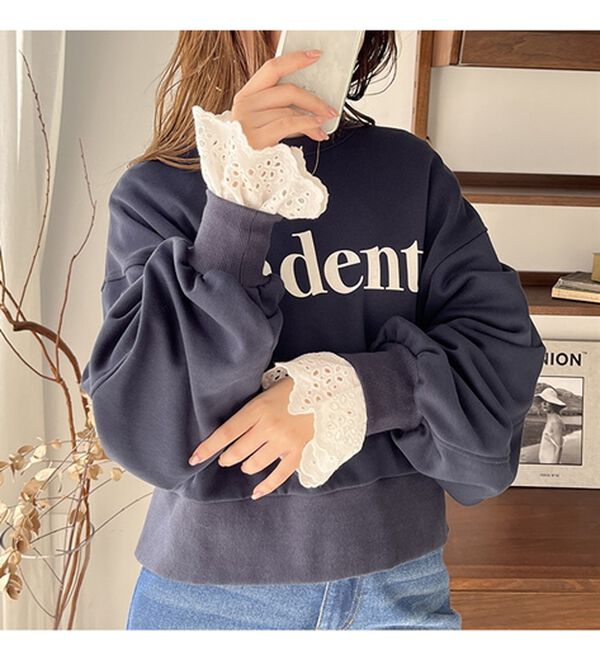 GeeRA（ジーラ）の「袖口レースギャザーブラウス（ブラウス）」｜詳細画像