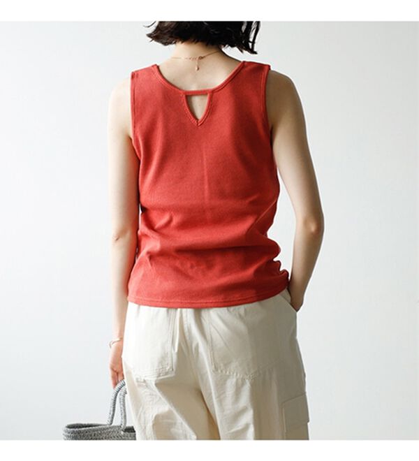 GeeRA（ジーラ）の「前後２ｗａｙスリットネックワッフルタンクトップ（タンクトップ・キャミソール）」｜詳細画像