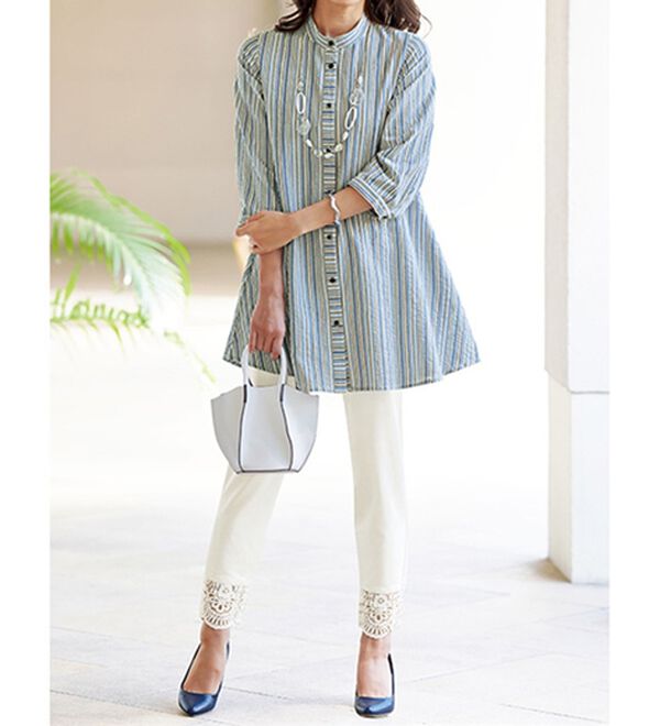 BELLUNA（ベルーナ）の「【２本組】裾ケミカルレース使いレギンス（スパッツ・レギンス）」｜詳細画像