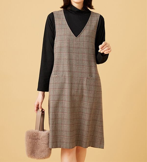 BELLUNA（ベルーナ）の「ウール調素材ジャンパードレス（ジャンパースカート）」｜詳細画像