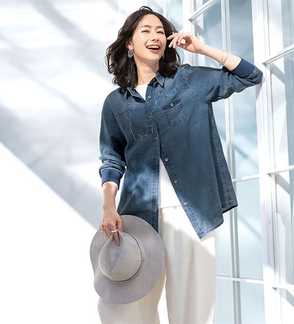 ルフラン（ルフラン）の「夏にも着られる！透けデニムシャツ（シャツ）」｜詳細画像