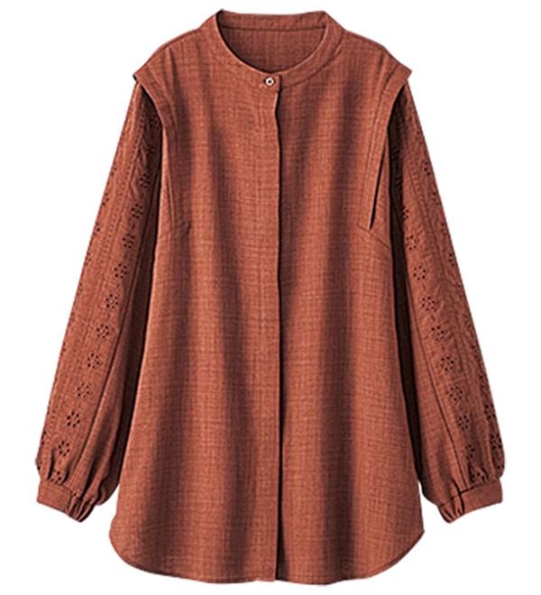 BELLUNA（ベルーナ）の「麻調素材袖刺しゅうデザインブラウス（ブラウス）」｜詳細画像