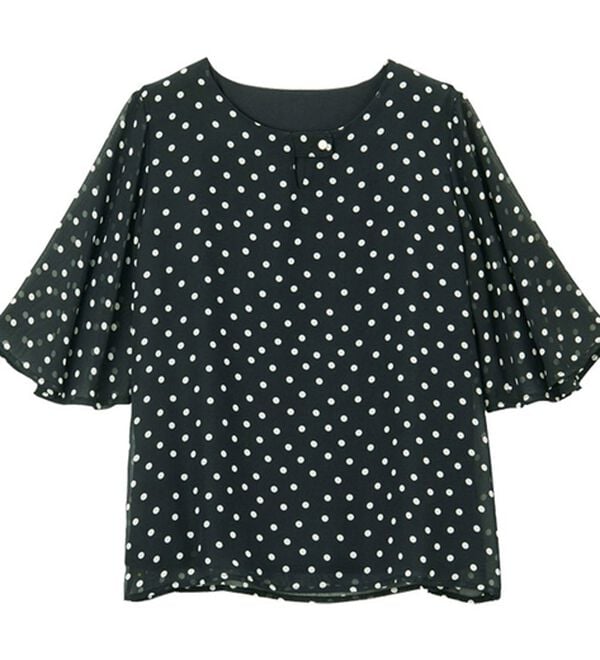 RANAN（ラナン）の「ひんやり！フレアー袖シフォンブラウス（ブラウス）」｜詳細画像