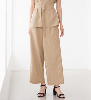 alotta（アロッタ）の「選べる！きれいめ麻調セットアップ（セットアップ）」｜ベージュ／ワイドパンツ