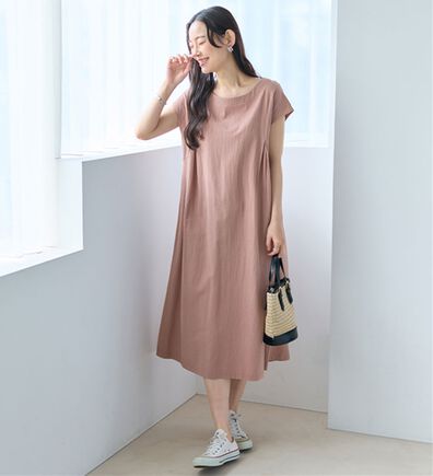 Viola e Viola（ヴィオラ エ ヴィオラ）の「【選べる２丈】綿１００％タック使いワンピース＜Ｓ～４Ｌ＞（チュニックワンピース）」