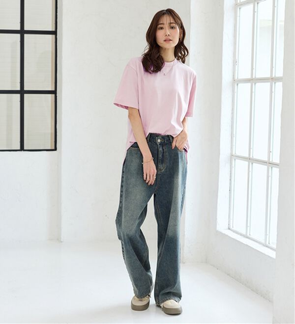 BELLUNA（ベルーナ）の「【汗ジミ対策◎】＜エアリーアイスコットン＞オーバーサイズＴシャツ【選べる袖丈】（カットソー）」｜詳細画像
