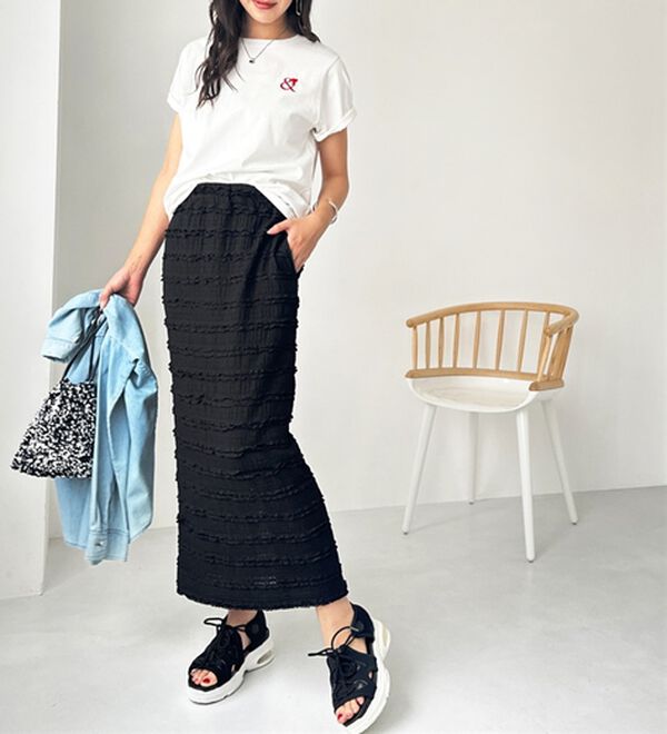 GeeRA（ジーラ）の「すっきりオシャレ見え！ジャカードレースタイトスカート（ロングスカート）」｜詳細画像