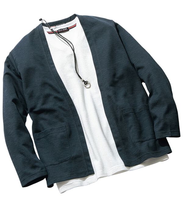 「大人のアクセ付カーデアンサンブル（メンズカーディガン）」｜ネイビーセット