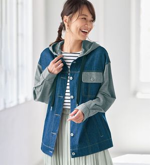 BELLUNA（ベルーナ）の「フード重ね着風Ｇジャン（ブルゾン）」｜詳細画像