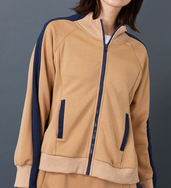 BELLUNA（ベルーナ）の「【Ｌａｇｒｉｌｕａ】配色ライン使いコクーンジャケット（その他ジャケット）」｜ベージュ／ネイビー