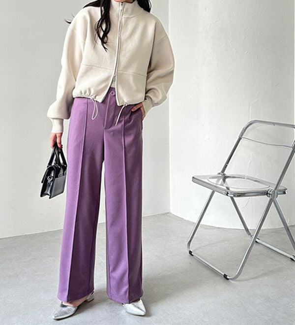 GeeRA（ジーラ）の「美脚ストレッチセミワイドパンツ（ワイドパンツ・ガウチョ）」｜詳細画像