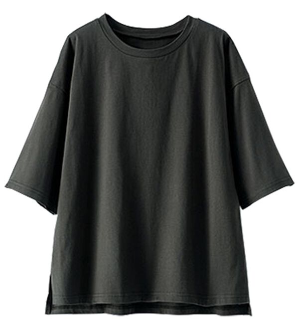BELLUNA（ベルーナ）の「綿１００％汗染み対策短丈プルオーバー（カットソー）」｜チャコール