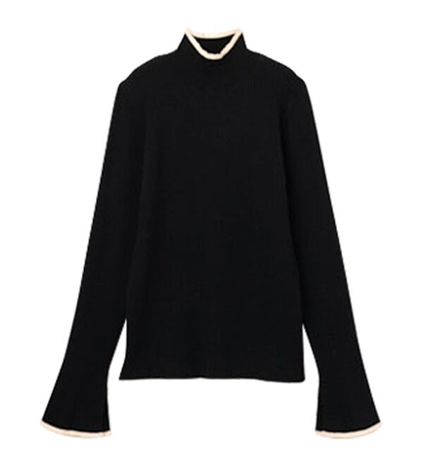 RANAN（ラナン）の「配色使いフレアー袖プチハイネックリブニット（ニット・セーター）」｜詳細画像