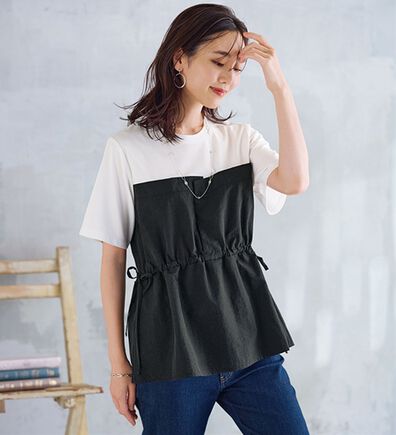 BELLUNA（ベルーナ）の「ヒンヤリ！ビスチェ重ね着風Ｔシャツ（カットソー）」