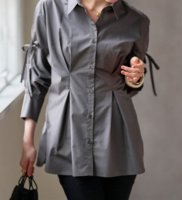 RANAN（ラナン）の「ウエストタック袖リボンシャツ（シャツ）」｜詳細画像