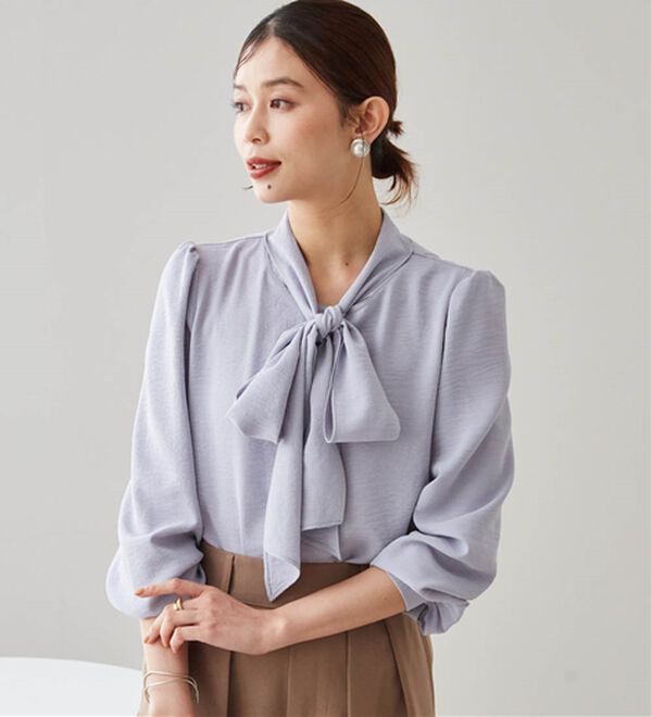 RANAN（ラナン）の「ボウタイリボンブラウス（ブラウス）」｜ブルー
